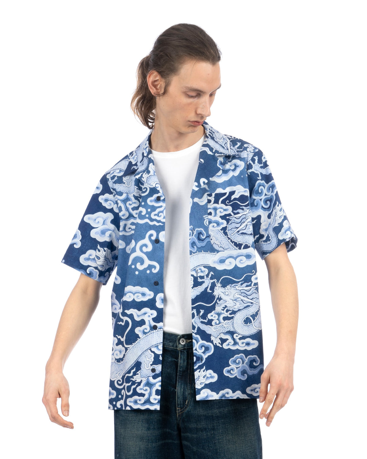 maharishi | 1282 Cloud Dragon Camp Collar Shirt Blue - Concrete