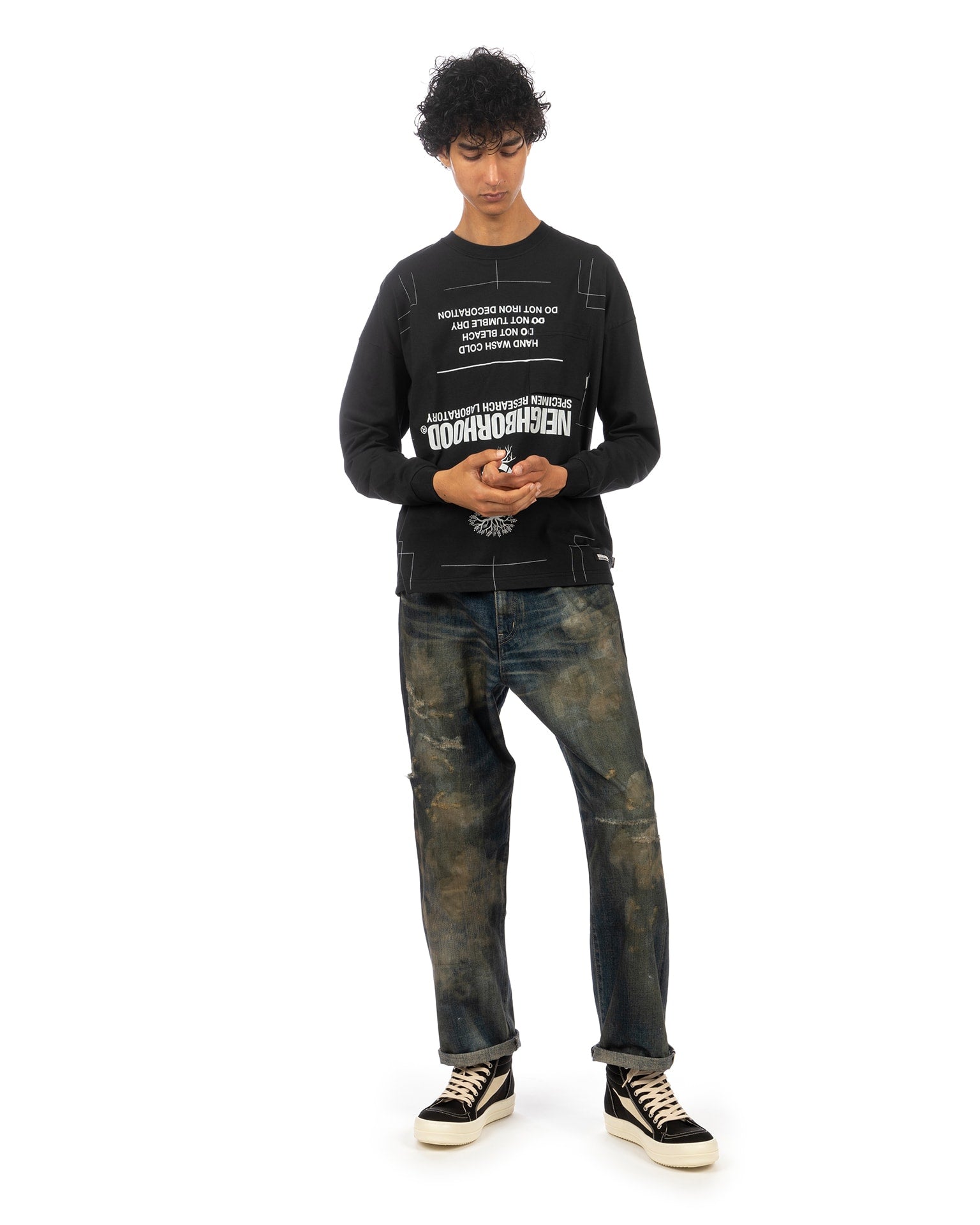 トップス L NEIGHBORHOOD SRL SHELTECH-2 CN-CREW.LS Neighborhood Sheltech Crewneck Tee | Gray