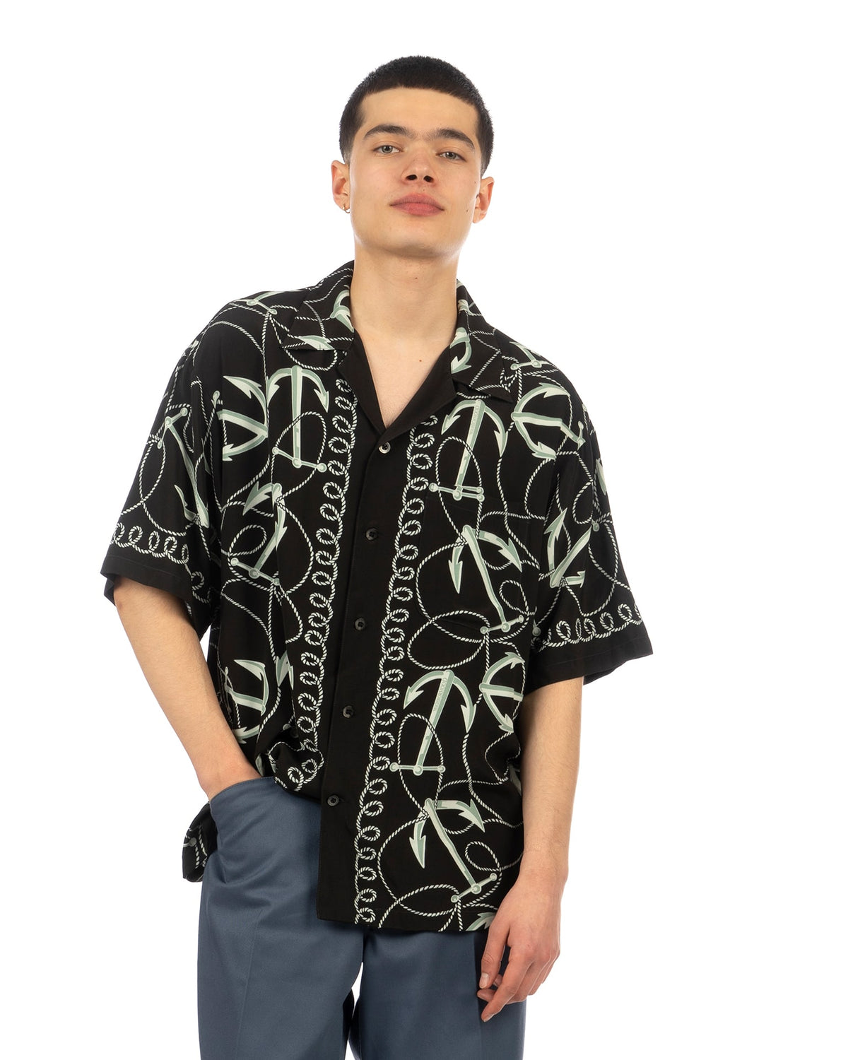 NEIGHBORHOOD | Anchor Hawaiian Shirt Black - Concrete
