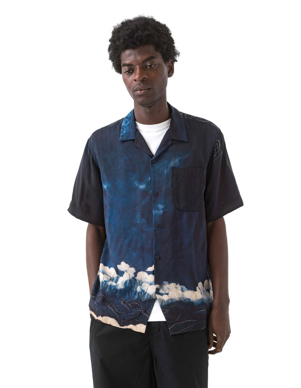 maharishi | Boro Crane Camp Collar Shirt Indigo - Concrete