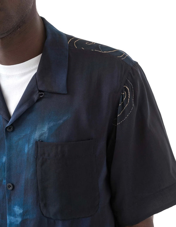 maharishi | Boro Crane Camp Collar Shirt Indigo - Concrete