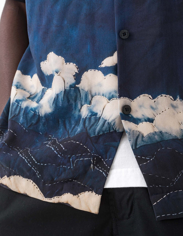 maharishi | Boro Crane Camp Collar Shirt Indigo - Concrete