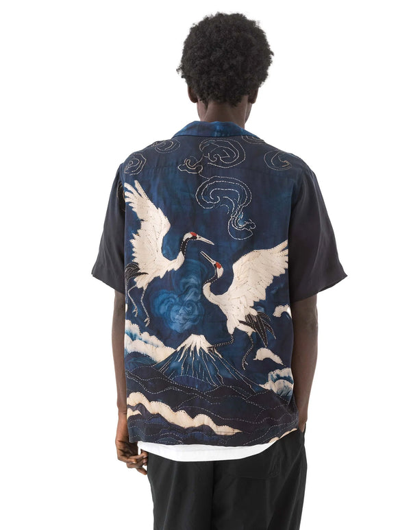 maharishi | Boro Crane Camp Collar Shirt Indigo - Concrete