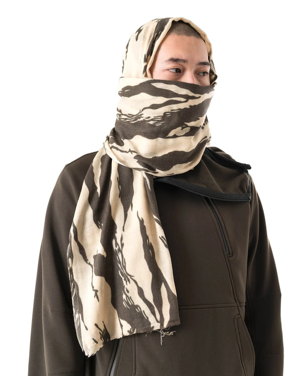 maharishi | Bonsai Tigerstripe Pashmina Scarf Ecru / Olive - Concrete