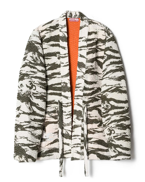 maharishi | Tigerstripe Reversible Kimono Ecru / Olive - Concrete