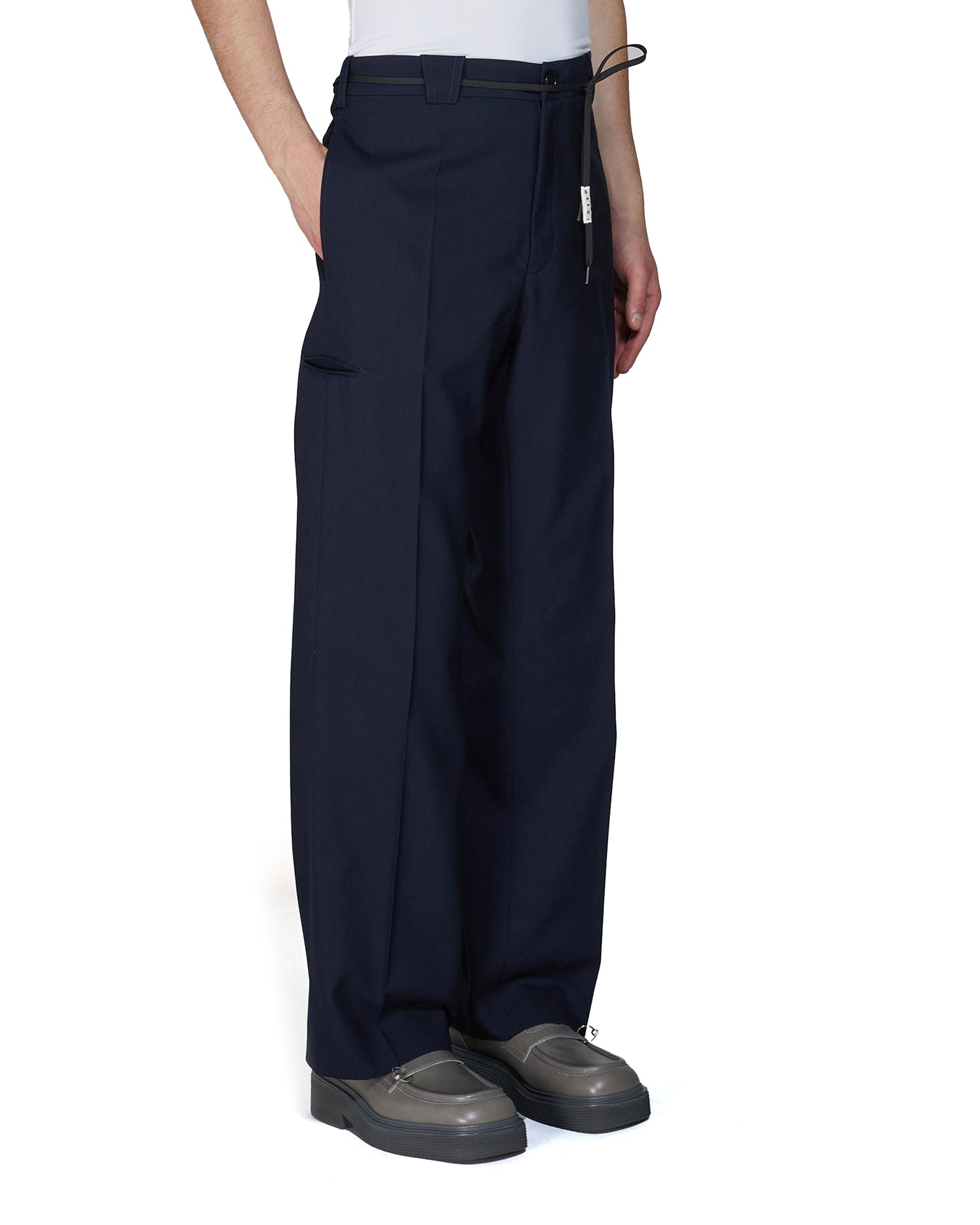 Marni | Tropical Wool Trousers Blueblack | Concrete Store