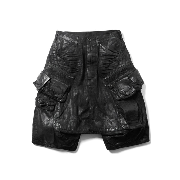 _JULIUS | Coated Tactical Kite Pants Luster Black - Concrete