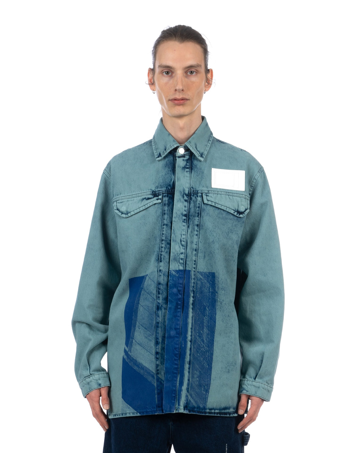 A-COLD-WALL* | Bleached Overdyed Shirt Faded Teal - Concrete