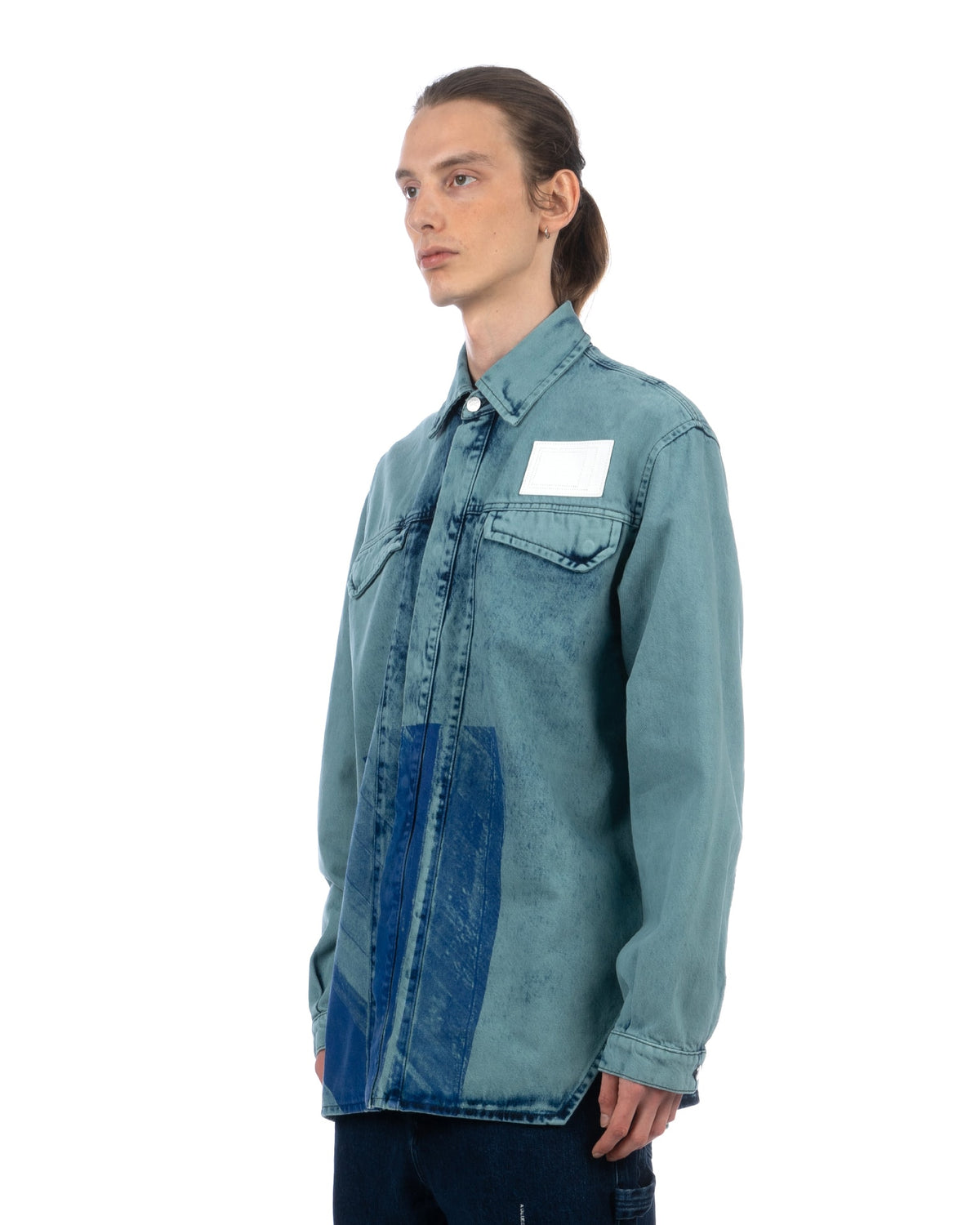 A-COLD-WALL* | Bleached Overdyed Shirt Faded Teal - Concrete