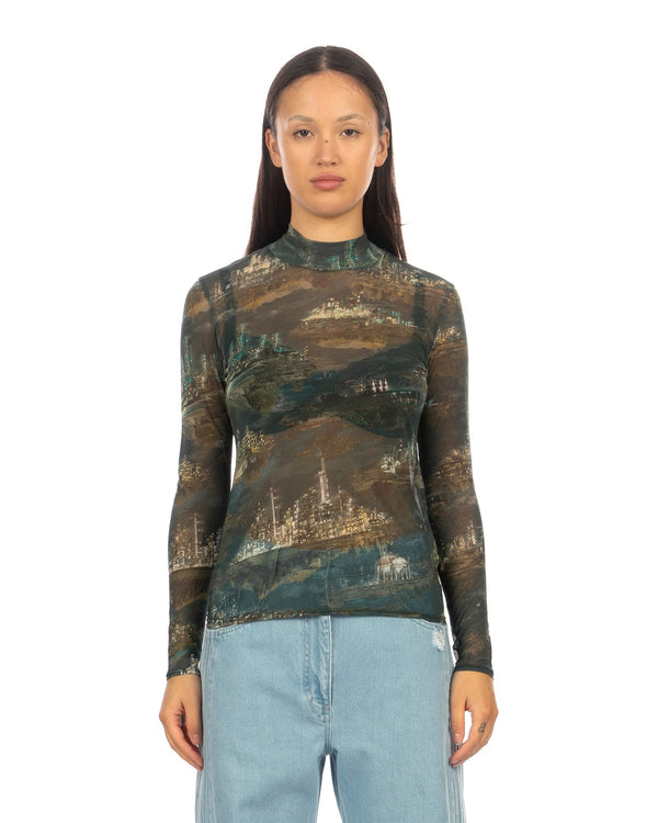 Beautiful People | Printed High-Neck Top Green - Concrete