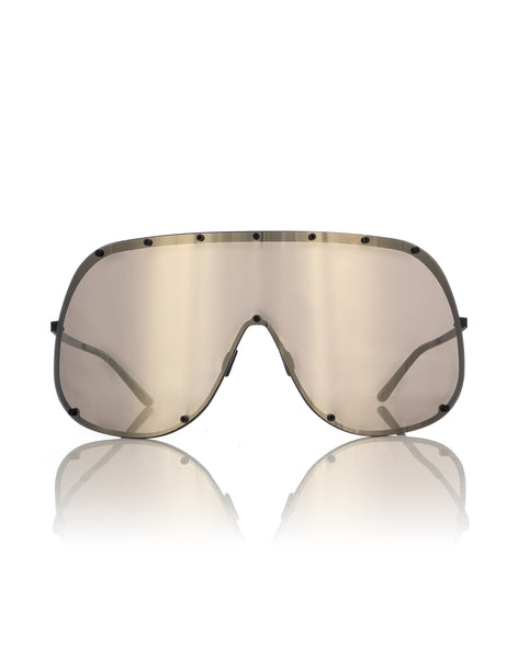Rick Owens | Sunglasses Shield Black Temple / Gold Lens - Concrete