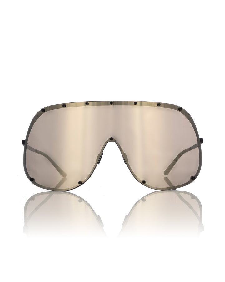 Rick Owens | Sunglasses Shield Black Temple / Gold Lens - Concrete