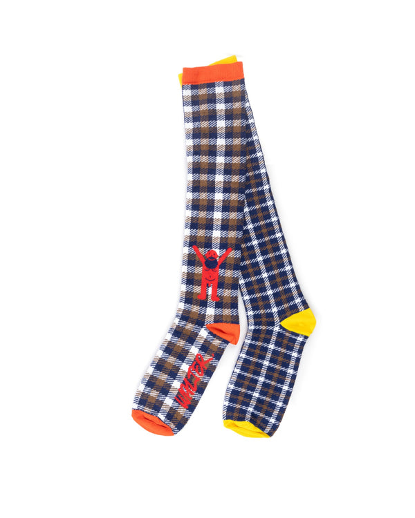 Walter Van Beirendonck | A-symmetric Check Socks Blue - Concrete