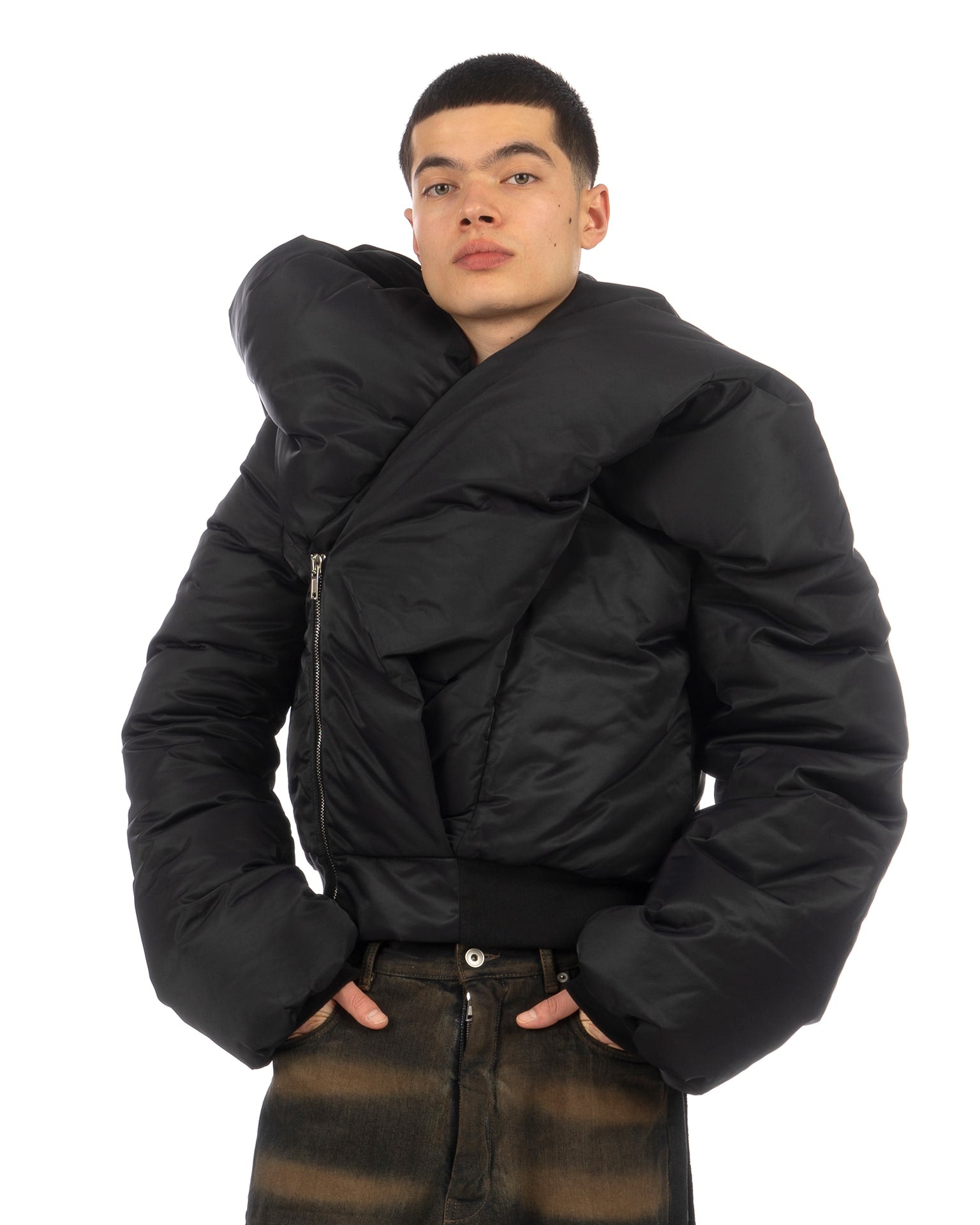【RICK OWENS】ドール ドレープ ボンバー ジャケット ブラック RICK OWENS】ドール ドレープ ボンバー ジャケット ブラック