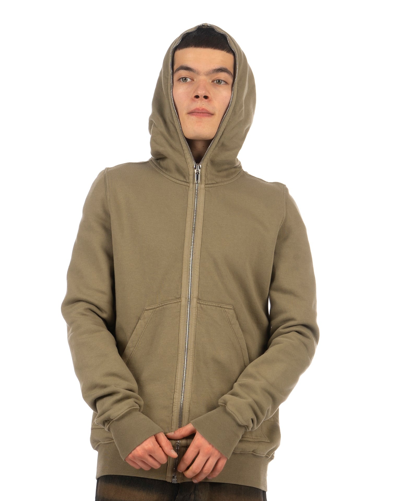 DRKSHDW by Rick Owens | Gimp Zipped Hoodie Pale Green | Concrete