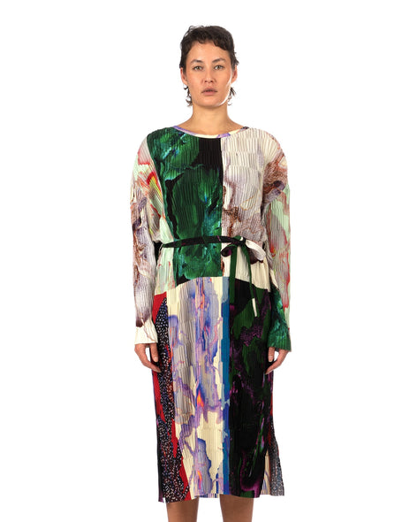 Henrik Vibskov | Grow Plissé Dress Tomato Hortensias - Concrete