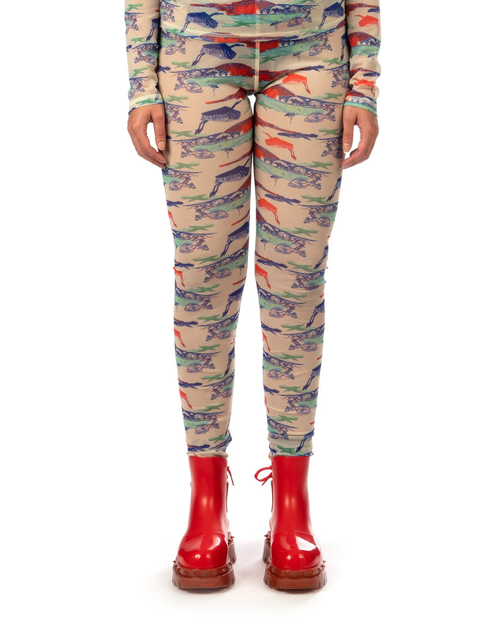 Henrik Vibskov | Mesh Leggings Orange / Cream Birdie - Concrete