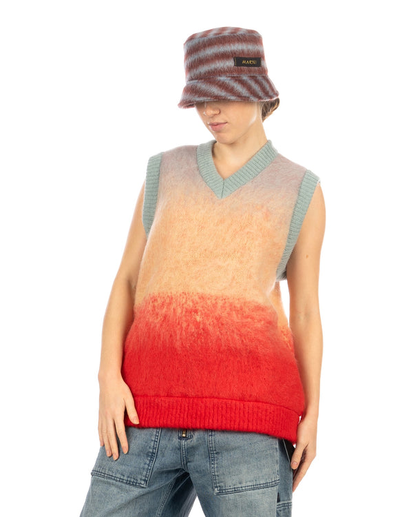 FACETASM | Ira Knit Vest Blue / Red - Concrete