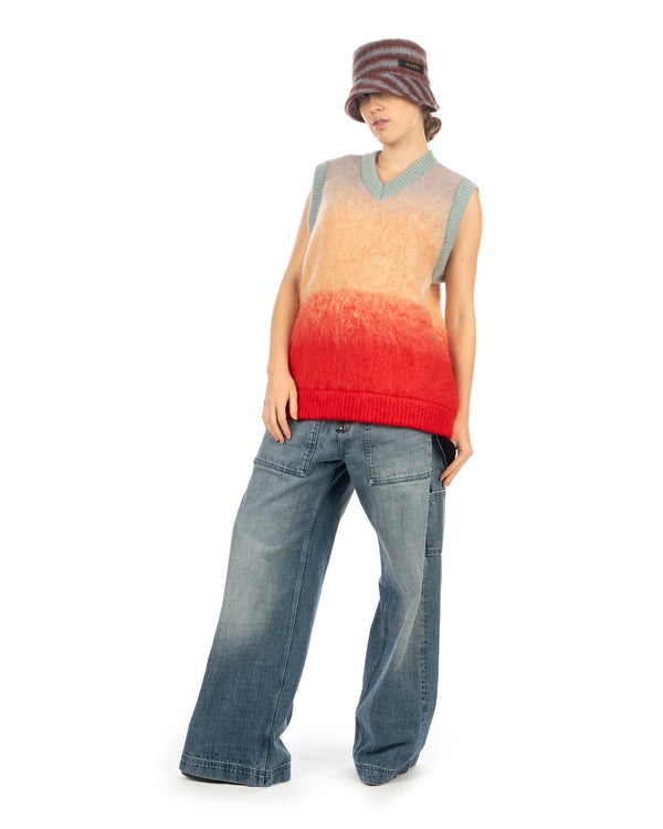 FACETASM | Ira Knit Vest Blue / Red - Concrete