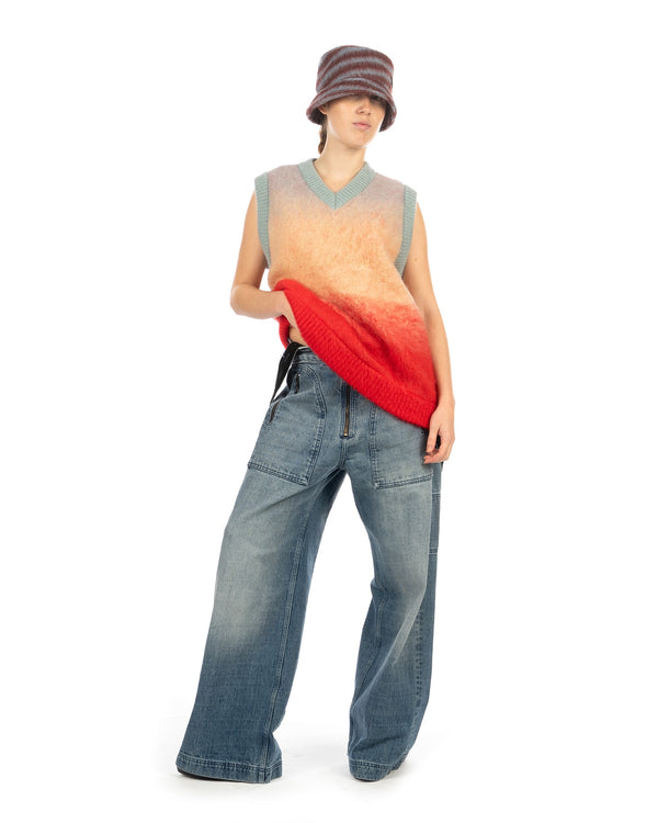 FACETASM | Ira Knit Vest Blue / Red - Concrete