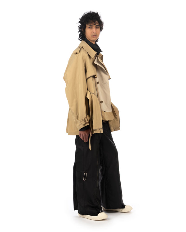 FACETASM | Zipper Layered Trench Coat Beige - Concrete