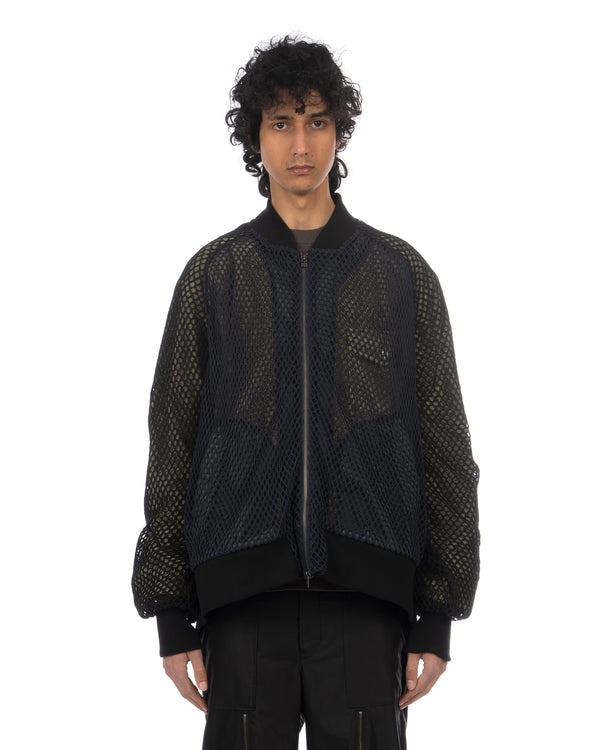 FACETASM | Fishnet Stadium Woven Jacket Navy - Concrete