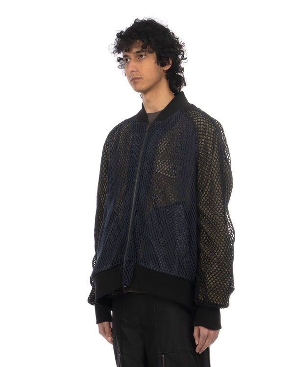 FACETASM | Fishnet Stadium Woven Jacket Navy - Concrete