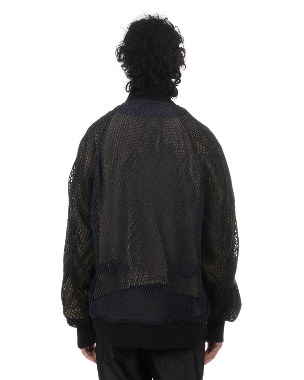 FACETASM | Fishnet Stadium Woven Jacket Navy - Concrete