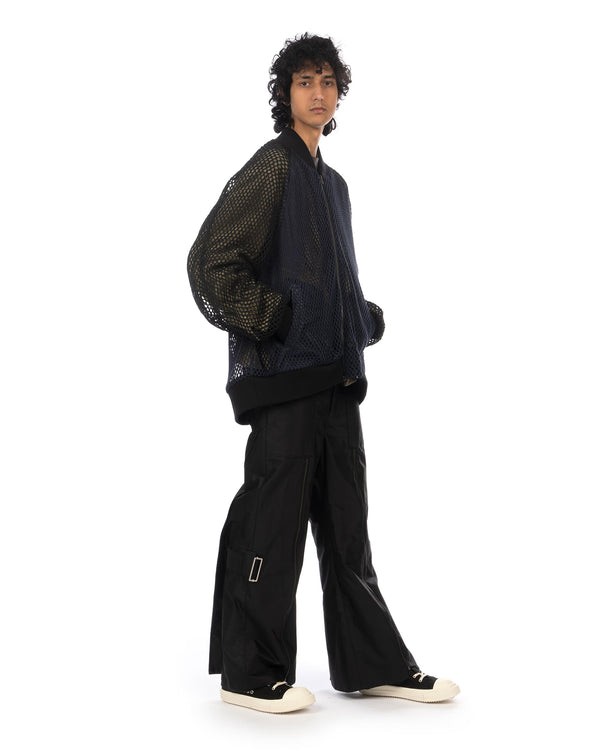 FACETASM | Fishnet Stadium Woven Jacket Navy - Concrete