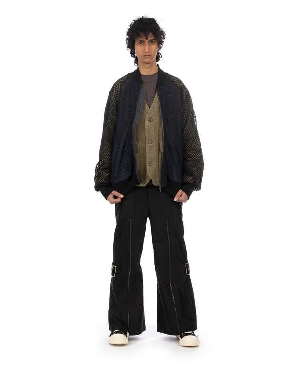 FACETASM | Fishnet Stadium Woven Jacket Navy - Concrete