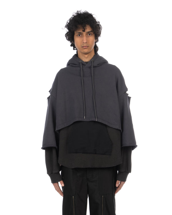 FACETASM | Layered Hoodie Charcoal x Black - Concrete