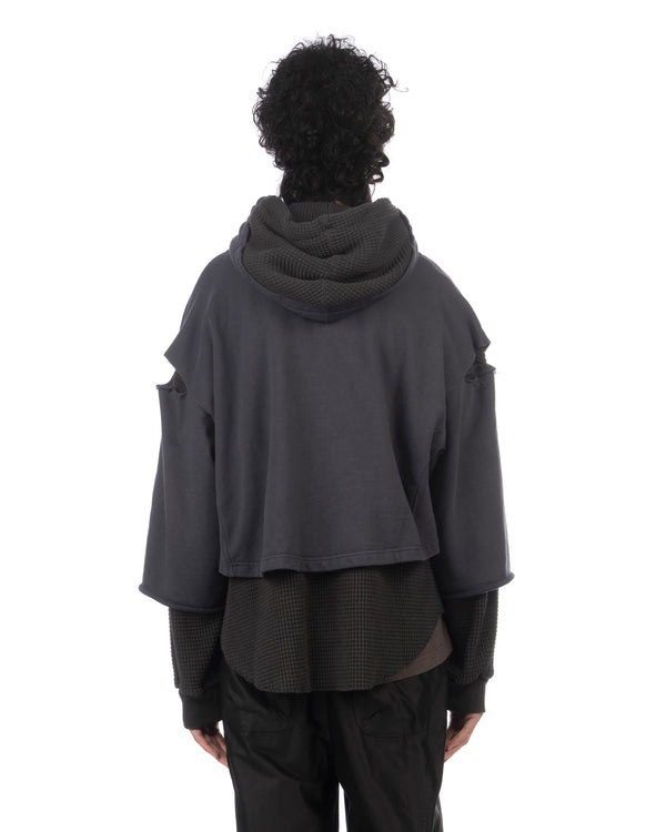 FACETASM | Layered Hoodie Charcoal x Black - Concrete