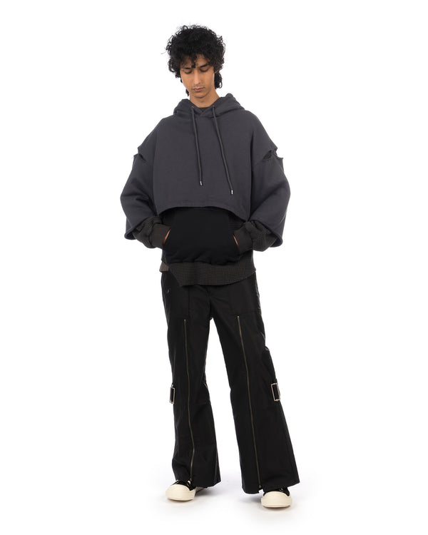 FACETASM | Layered Hoodie Charcoal x Black - Concrete