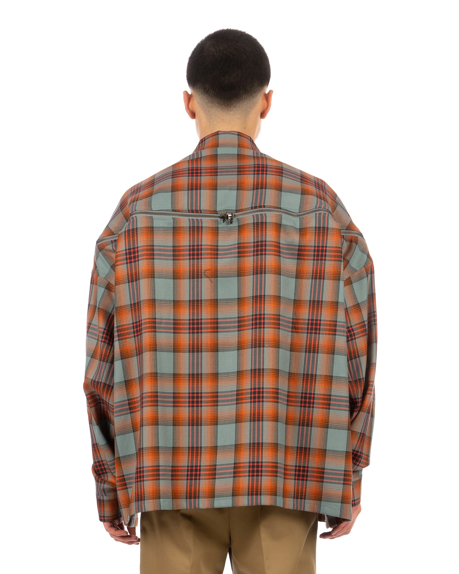 FACETASM | Check Zipper Shirt Orange / Blue | Concrete