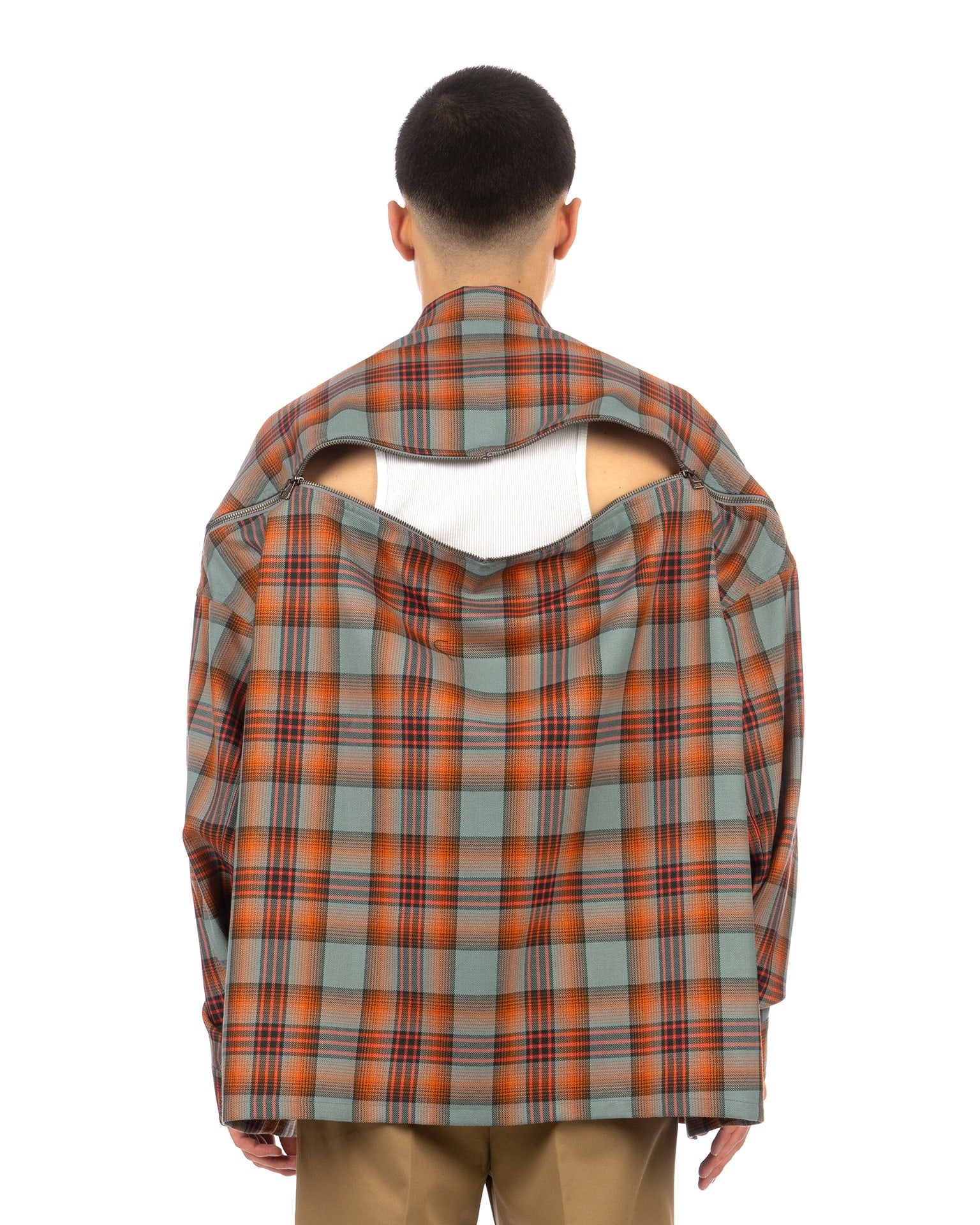 FACETASM | Check Zipper Shirt Orange / Blue | Concrete