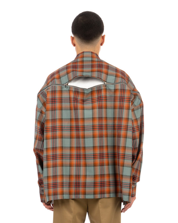 FACETASM | Check Zipper Shirt Orange / Blue - Concrete