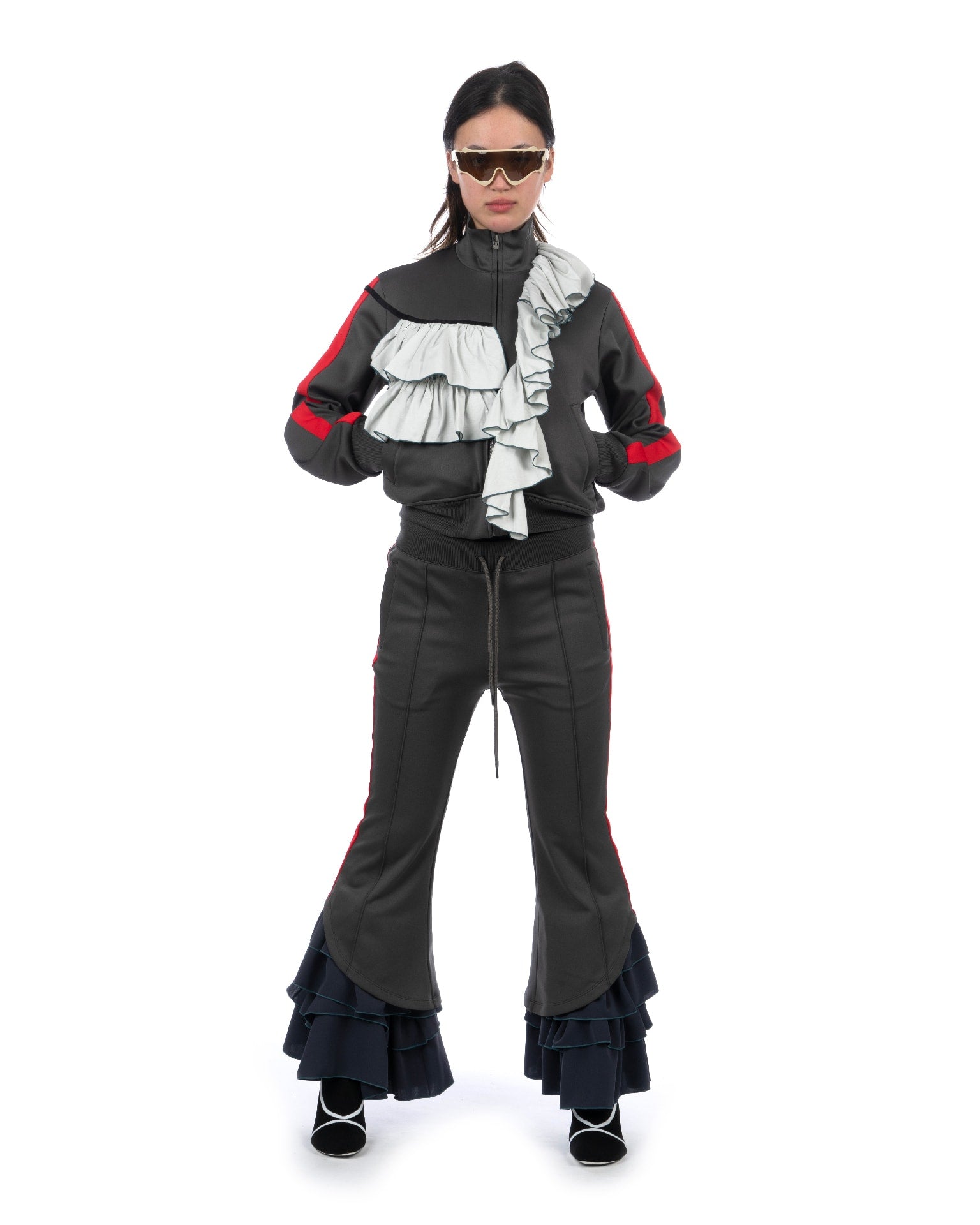 ジャケット・アウター FACETASM W Ruffled Jersey Jacket FACETASM | Ruffled Jersey Jacket Charcoal | Concrete