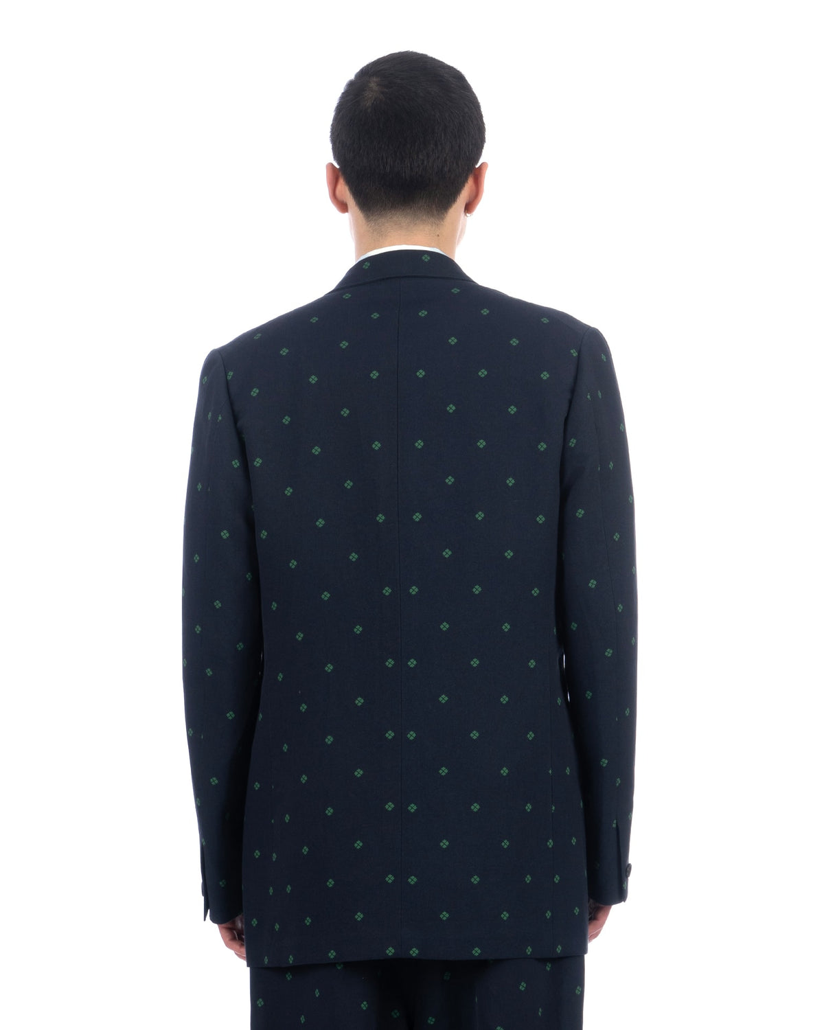 Haversack | Clover Jacquard Double Breasted Jacket Navy - Concrete