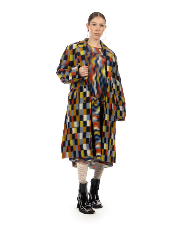 Henrik Vibskov | Hilly Plisse Dress Wavy Cubes - Concrete
