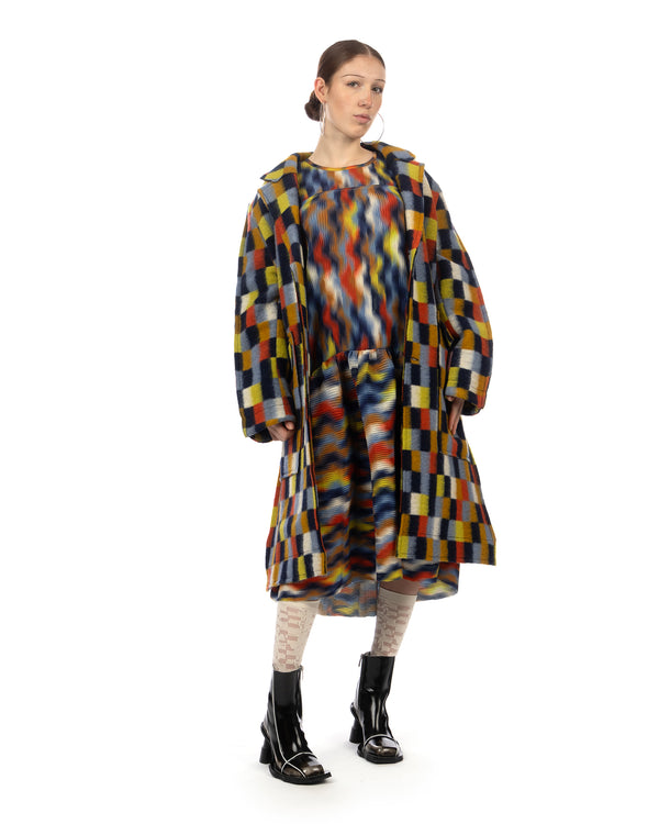 Henrik Vibskov | Hilly Plisse Dress Wavy Cubes - Concrete