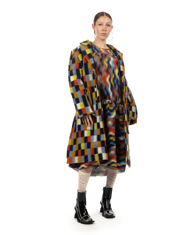 Henrik Vibskov | Hilly Plisse Dress Wavy Cubes - Concrete