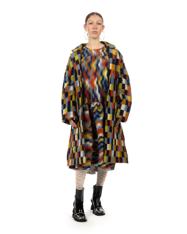 Henrik Vibskov | Hilly Plisse Dress Wavy Cubes - Concrete