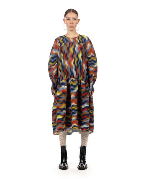 Henrik Vibskov | Hilly Plisse Dress Wavy Cubes - Concrete