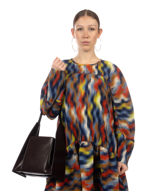 Henrik Vibskov | Hilly Plisse Dress Wavy Cubes - Concrete