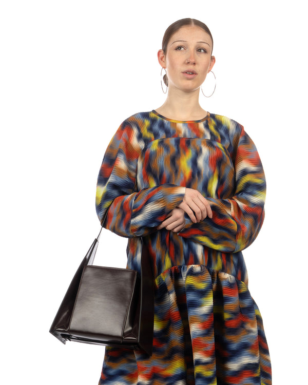 Henrik Vibskov | Hilly Plisse Dress Wavy Cubes - Concrete
