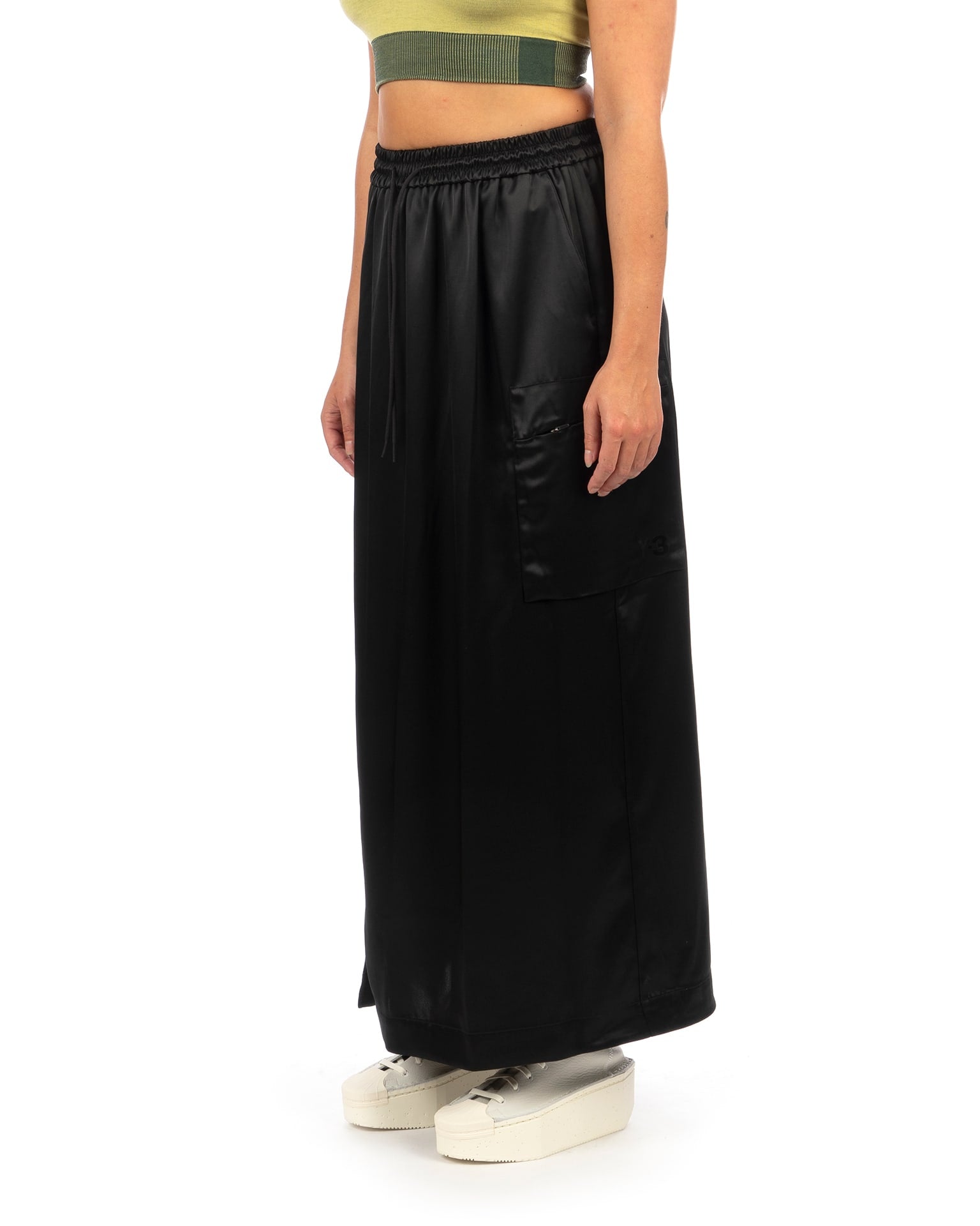 ☆送料・関税込☆adidas★W Y-3 TECH SILK SKIRT スカート★ NEW Adidas Y-3 Tech Black Silk Maxi Skirt Yohji Yamamoto
