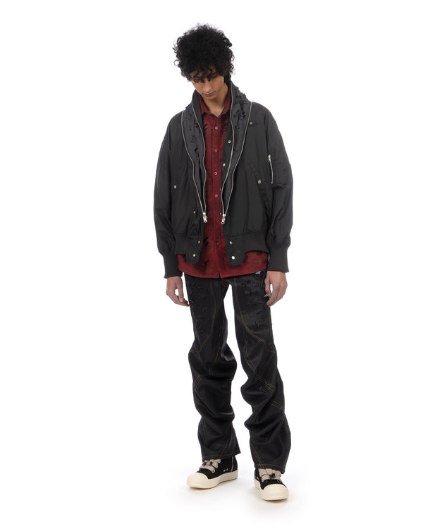 JUNTAE KIM | Laser Slashed Twist Pants Indigo - Concrete