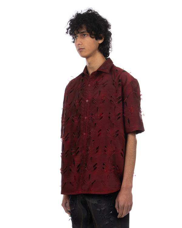 JUNTAE KIM | Layered Laser Slash Shirt Red - Concrete