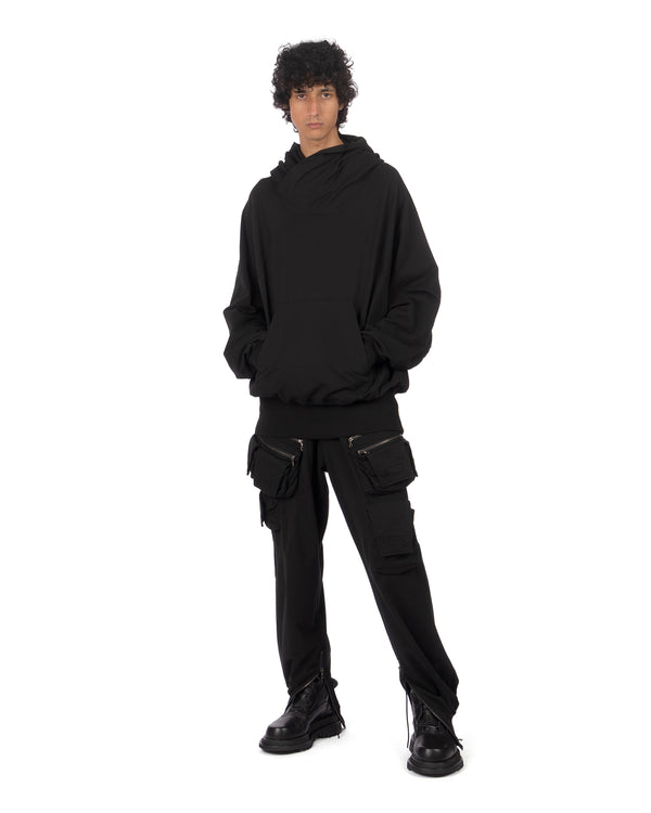 _JULIUS | Hoodie W Neck Black