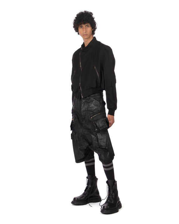 _JULIUS | Coated Tactical Kite Pants Luster Black - Concrete